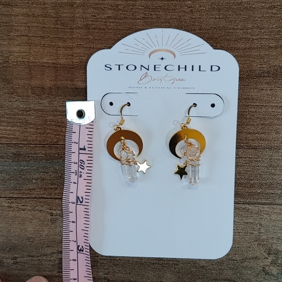 Handmade Celestial Quartz Earrings - Picture 2 of 4